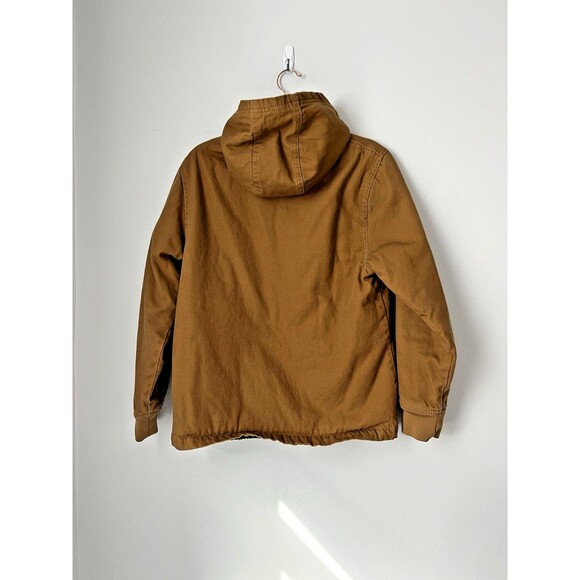 CAT Caterpillar Workwear Duck Canvas Sherpa Lined Hooded Jacket MENS S Brown - Picture 7 of 14